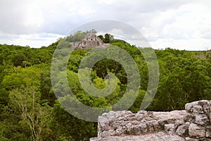 Mayan pyramids in Calakmul campeche mexico XV