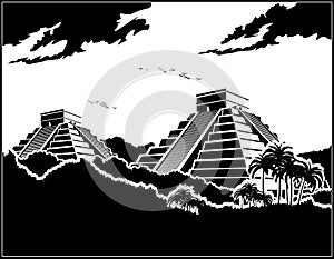 Mayan pyramids in the jungle photo