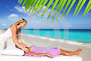 Mayan reiki massage in Caribbean beach woman