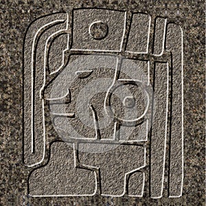 Mayan relief chiseled in granite