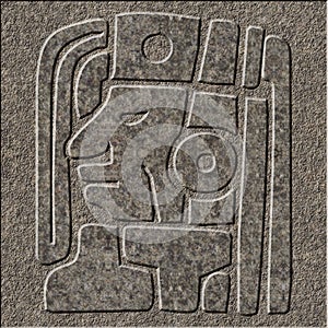 Mayan relief chiseled in granite