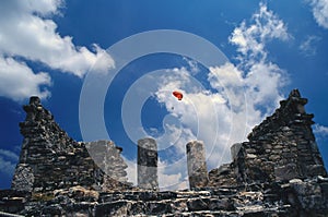 Mayan Ruin and Parachute