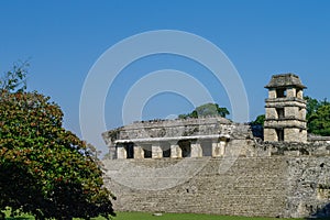 Mayan ruins in Palenque, Chiapas, Mexico. The Palace Observatio