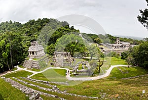 Mayan ruins in Palenque, Chiapas, Mexico. Palace and observatory