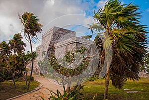 Mayan ruins restored in Tulum, Mexico, Riviera Maya, Yucatan. Ancient buildings from the maya empire hundreds years ago