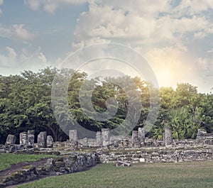 Mayan Ruins in San Gervasio,Cozumel, Mexico.The Palace Structure photo