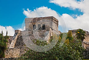 The Mayan ruins in Tulum, Mexico, Yucatan. Tulum was one of the last cities built and inhabited by the Maya