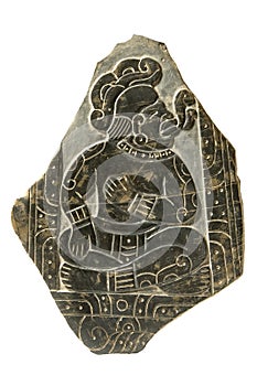 Mayan Stele Isolated with Clipping Path photo