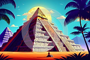 Mayan temple historic ancient famous pyramid generative ai illustration