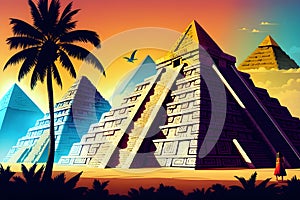 Mayan temple historic ancient famous pyramid generative ai illustration