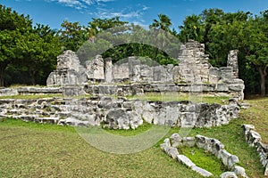 Mayan Temple ruins cicra 13 century hotel zone Cancun Mexico