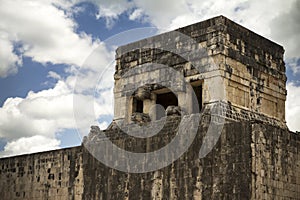 Mayan watchtower in ancient ruins in Mexico