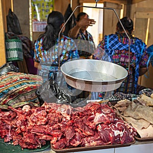 Mayan Women in Meat Market, Solola, Guatemala