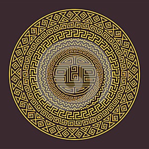 Ancient ornamental round ethnic pattern of the Mayans photo