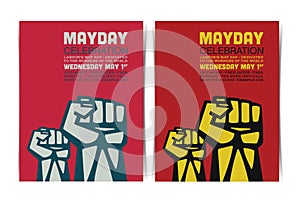 Mayday celebration event poster template with clenched fists