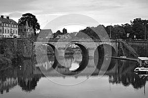 Mayenne bridge and river, France
