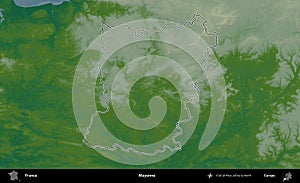 Mayenne outlined, France. Physical