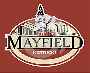 Mayfield Kentucky with red background
