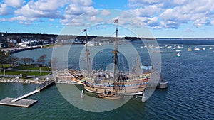 Mayflower II aerial view, Plymouth, Massachusetts, USA