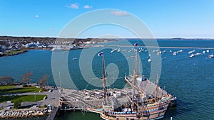 Mayflower II aerial view, Plymouth, Massachusetts, USA