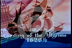 The Mayflower sailing on the ocean