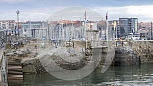 Mayflower Steps Plymouth Harbour viewed from the sea