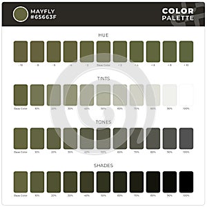 Mayfly / Color Palette Ready for Textile. Hue, Tints, Tones and Shades Guide.