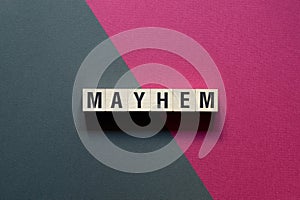 Mayhem - word concept on cubes