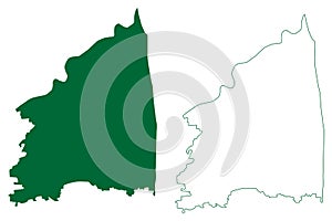 Mayiladuthurai district Tamil Nadu State, Republic of India map vector illustration, scribble sketch Mayiladuthurai map