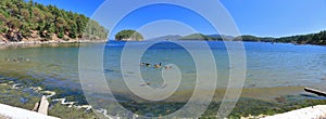 Mayne Island Landscape Panorama of Bennett Bay and Campbell Point, Gulf Islands National Park, British Columbia