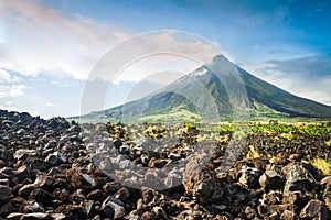 Mayon Volcano is an active stratovolcano in the Philippines. photo