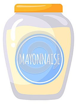 Mayonaise glass jar cartoon icon. Food sauce