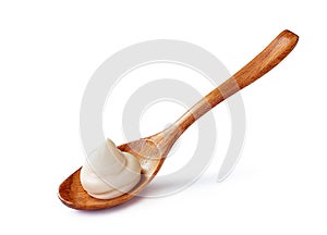 Mayonnaise in a dish isolated white background