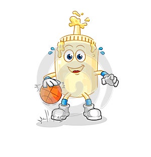 Mayonnaise dribble basketball character. cartoon mascot vector