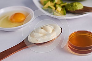 Mayonnaise mask avocado egg and honey