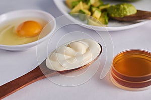 Mayonnaise mask avocado egg and honey photo