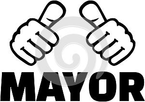 Mayor with thumbs. T-Shirt design. photo