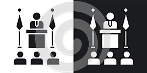 Mayor thin line vector icon set