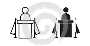 Mayor thin line vector icon set