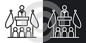 Mayor thin line vector icon set