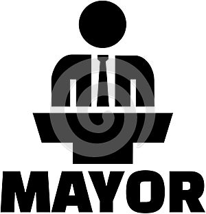 Mayor word with icon photo