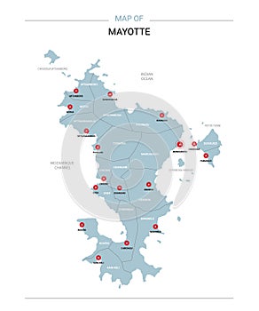 Mayotte map vector with red pin