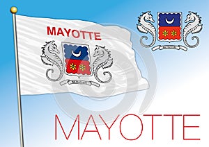 Mayotte official national flag and coat of arms, French territory, Africa