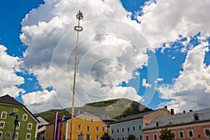 Maypole on a main square in Tamsweg