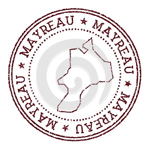 Mayreau round rubber stamp with island map.