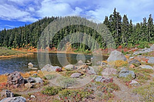 Mount Baker Wilderness with Mazama Lakes in Fall Colors, Cascades Range, Washington State photo