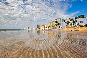 Mazatlan Golden Zone Zona Dorada, famous touristic beach and resort zone in Mexico