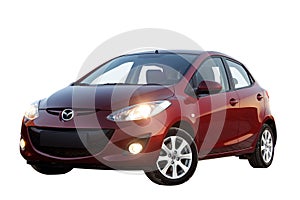 Mazda 2 car isolated on white background