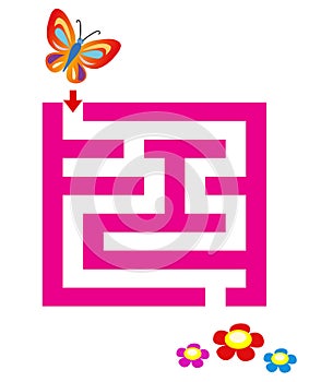 Maze for children with butterfly & flowers photo