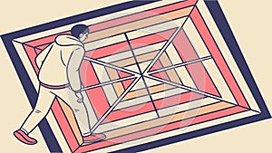 Maze of Choices: Person Navigating Complex Paths, vector design Generative AI